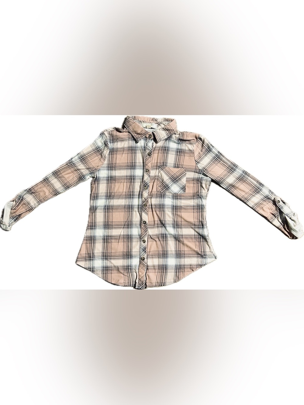 No Comment NY LA Women’s Medium Plaid Long Sleeve - Pink & Blue